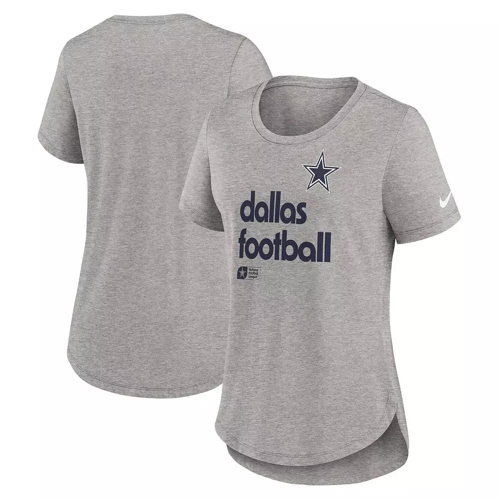 Women's Nike Heather Gray Dallas Cowboys Fashion Tri-Blend T-Shirt,  Product Image