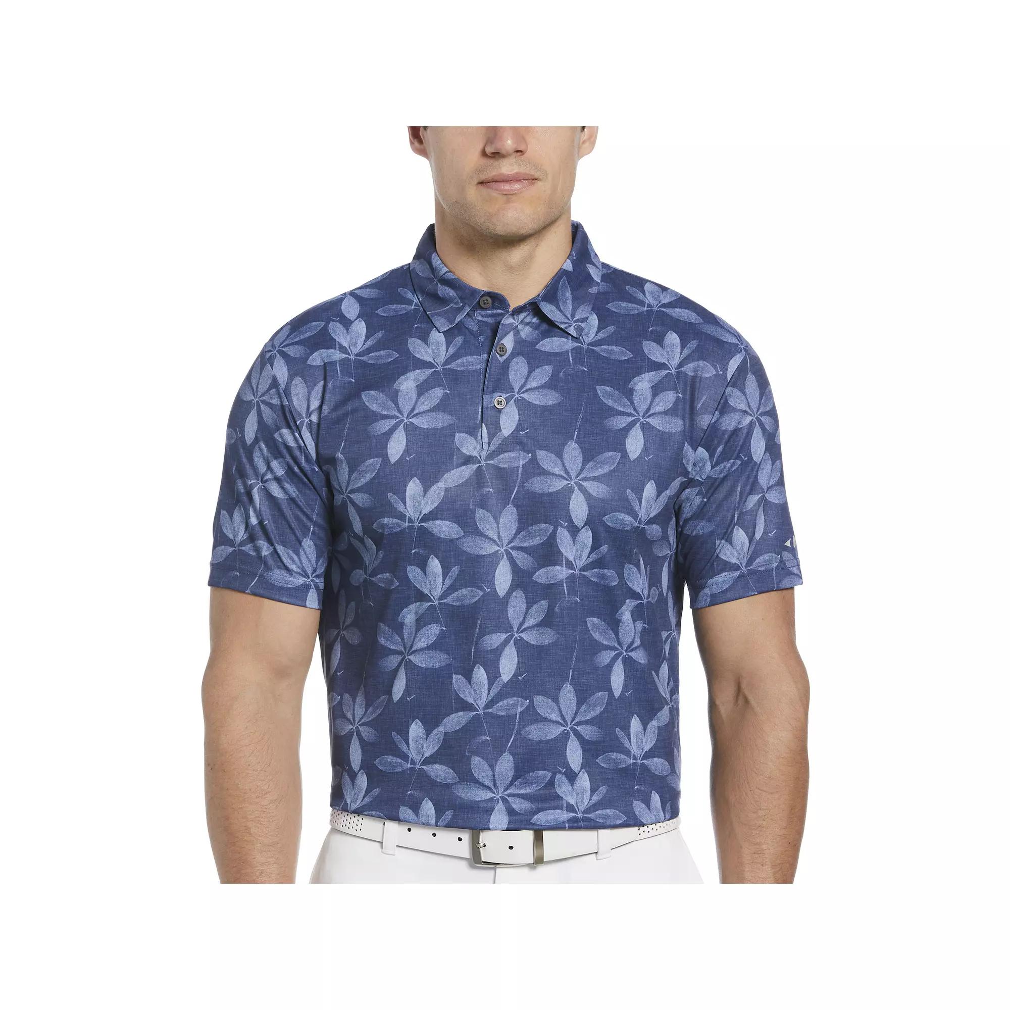 Men's Grand Slam Allover Faded Leaf Print Short Sleeve Golf Polo, Size: XL, Sargasso Product Image