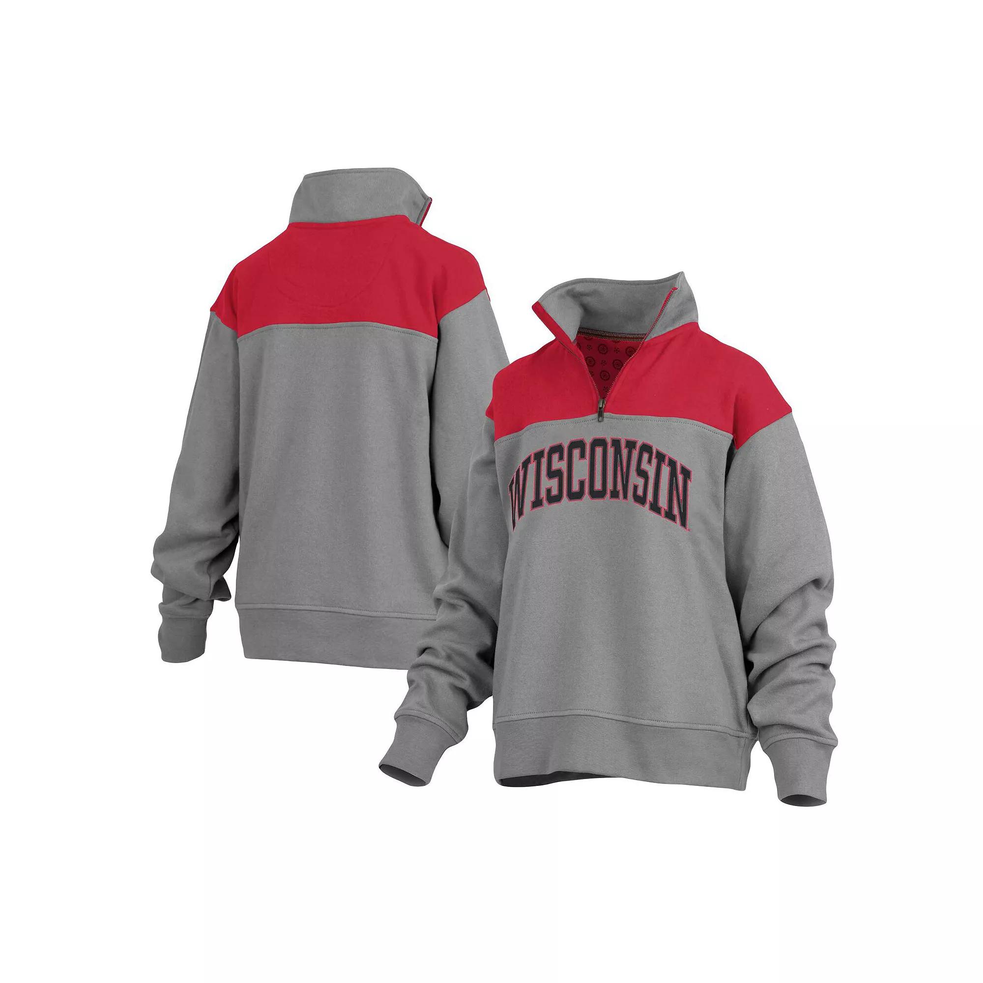 Women's Pressbox Gray Purdue Boilermakers Avon Fleece Quarter-Zip Jacket,  Product Image