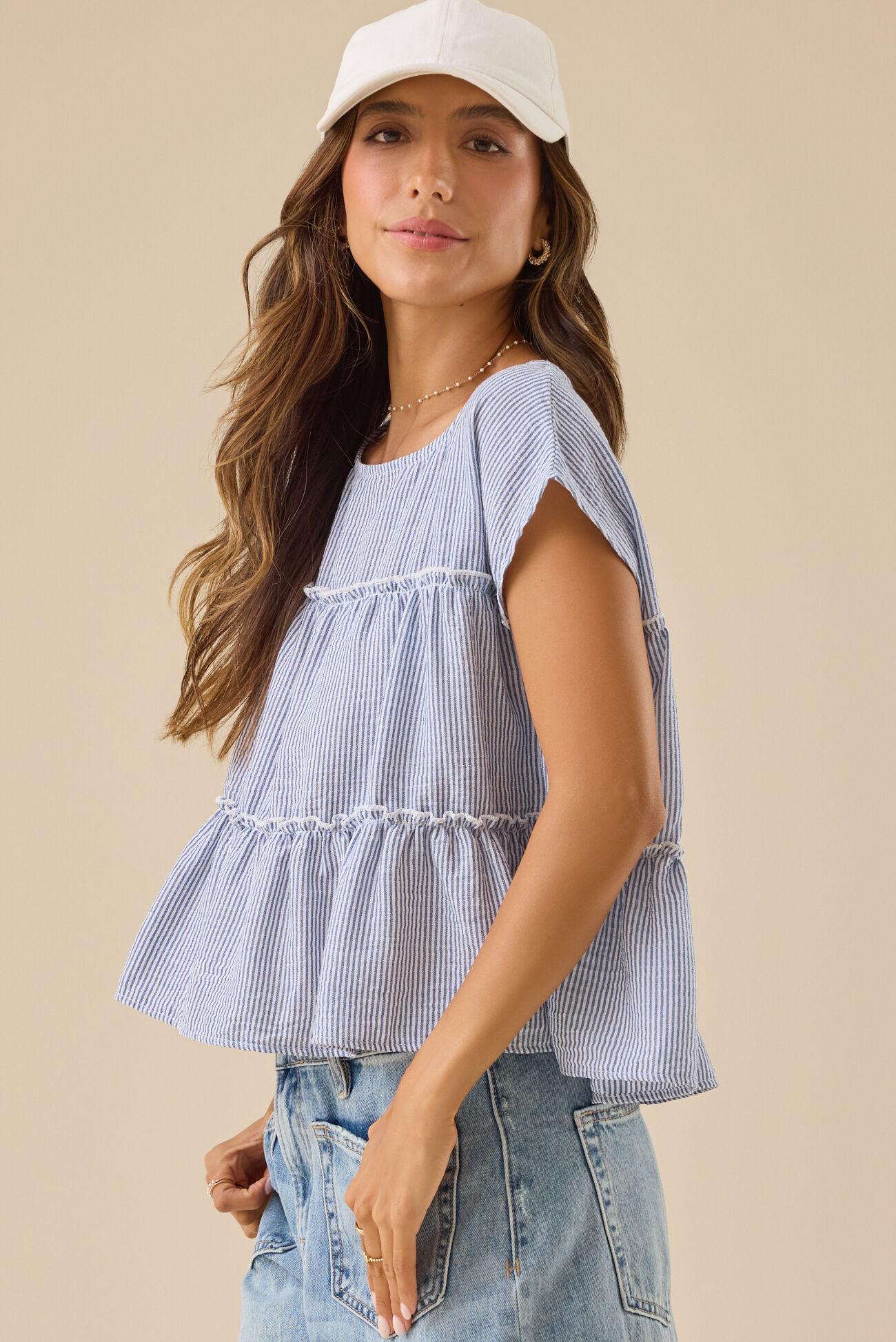 Matalyn Stripe Tiered Babydoll Top Product Image