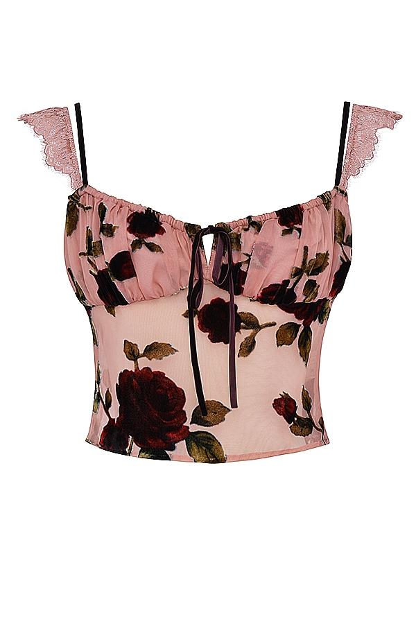 Graciela  dusty pink devore top - sale Product Image