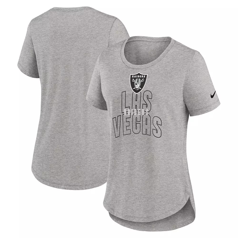 Women's Nike Heather Gray Las Vegas Raiders Fashion Tri-Blend T-Shirt,  Product Image