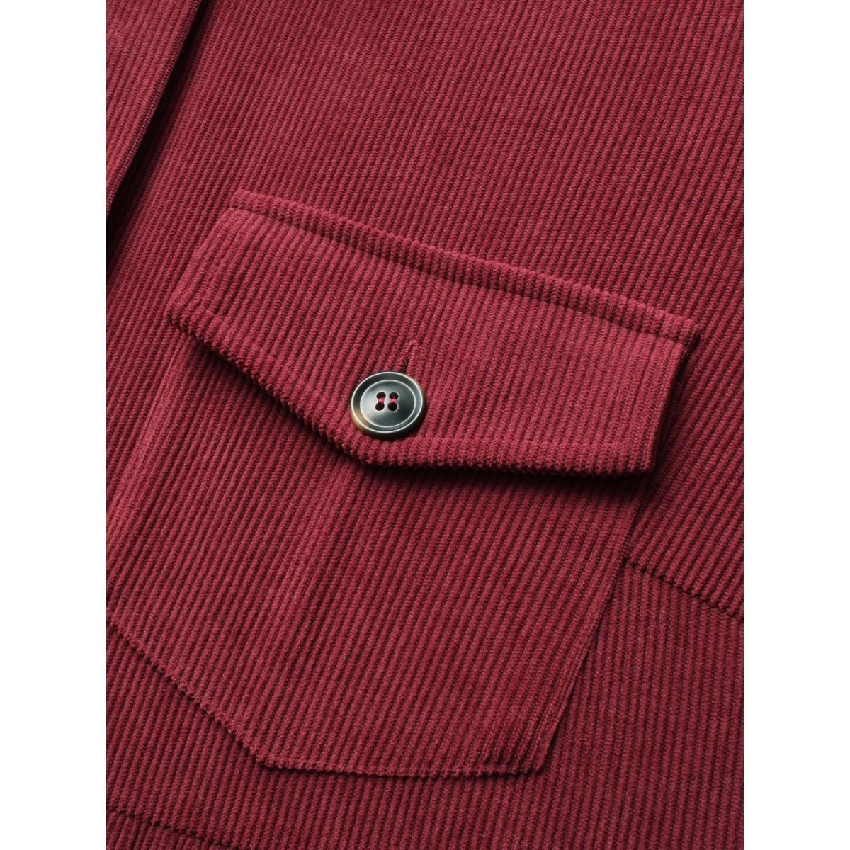 Plus Size Corduroy Collared Flap Detail Jacket Women Scarlet Gathered Elegant Jackets BloomChic 28/5X Product Image