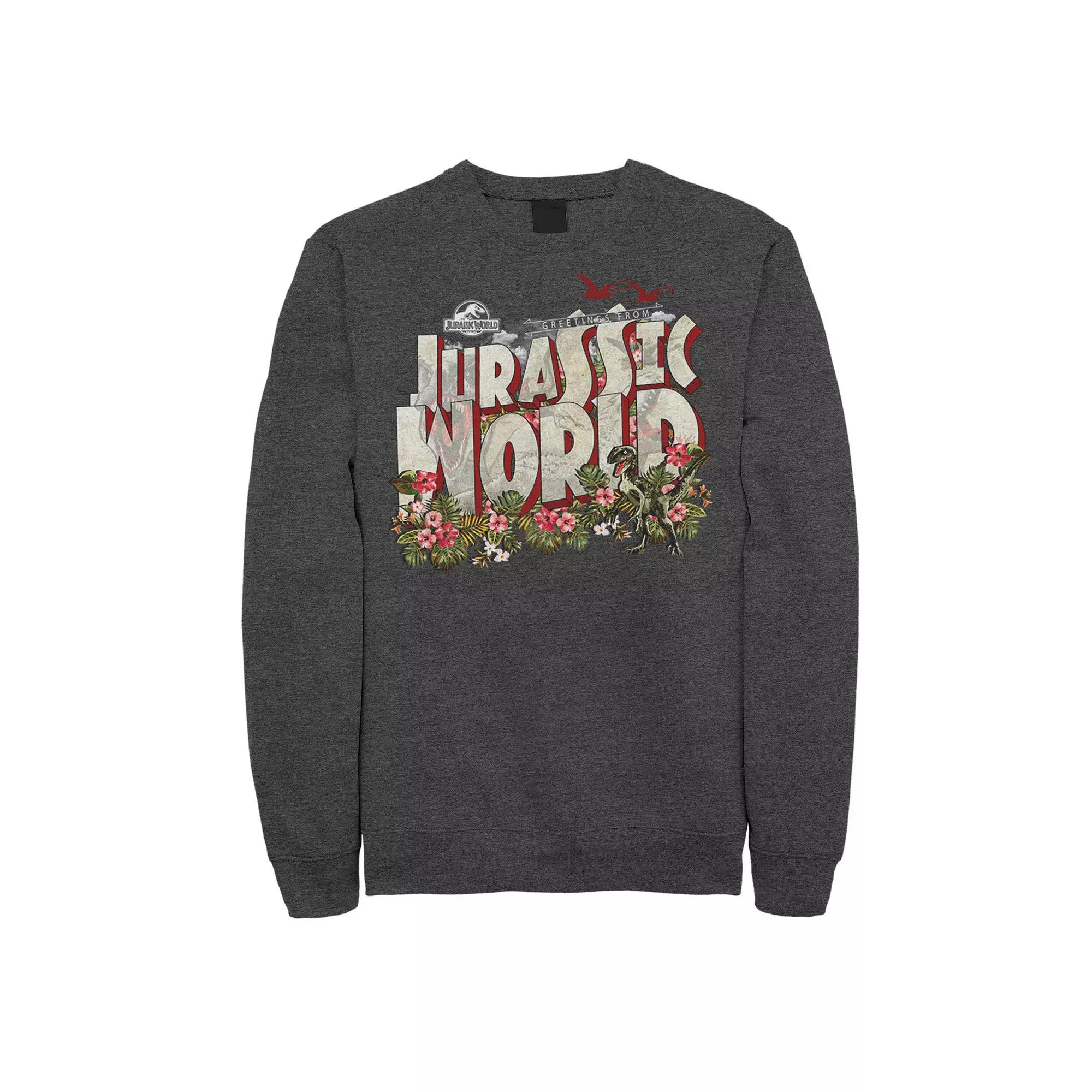 Men's Jurassic World Tropical Raptor Postcard Sweatshirt,  Product Image