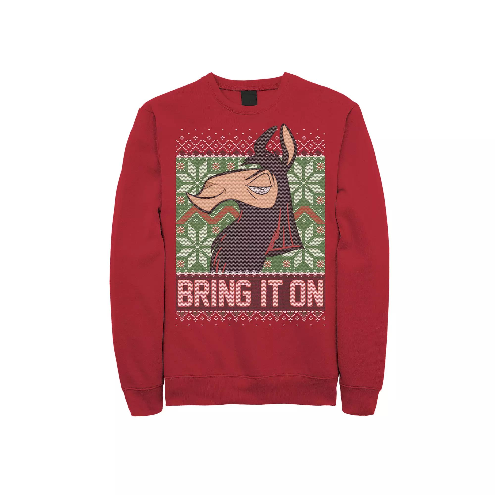 Disney's The Emperor's New Groove Kuzco Men's Bring It On Christmas Sweatshirt, Size: Small, Red Product Image