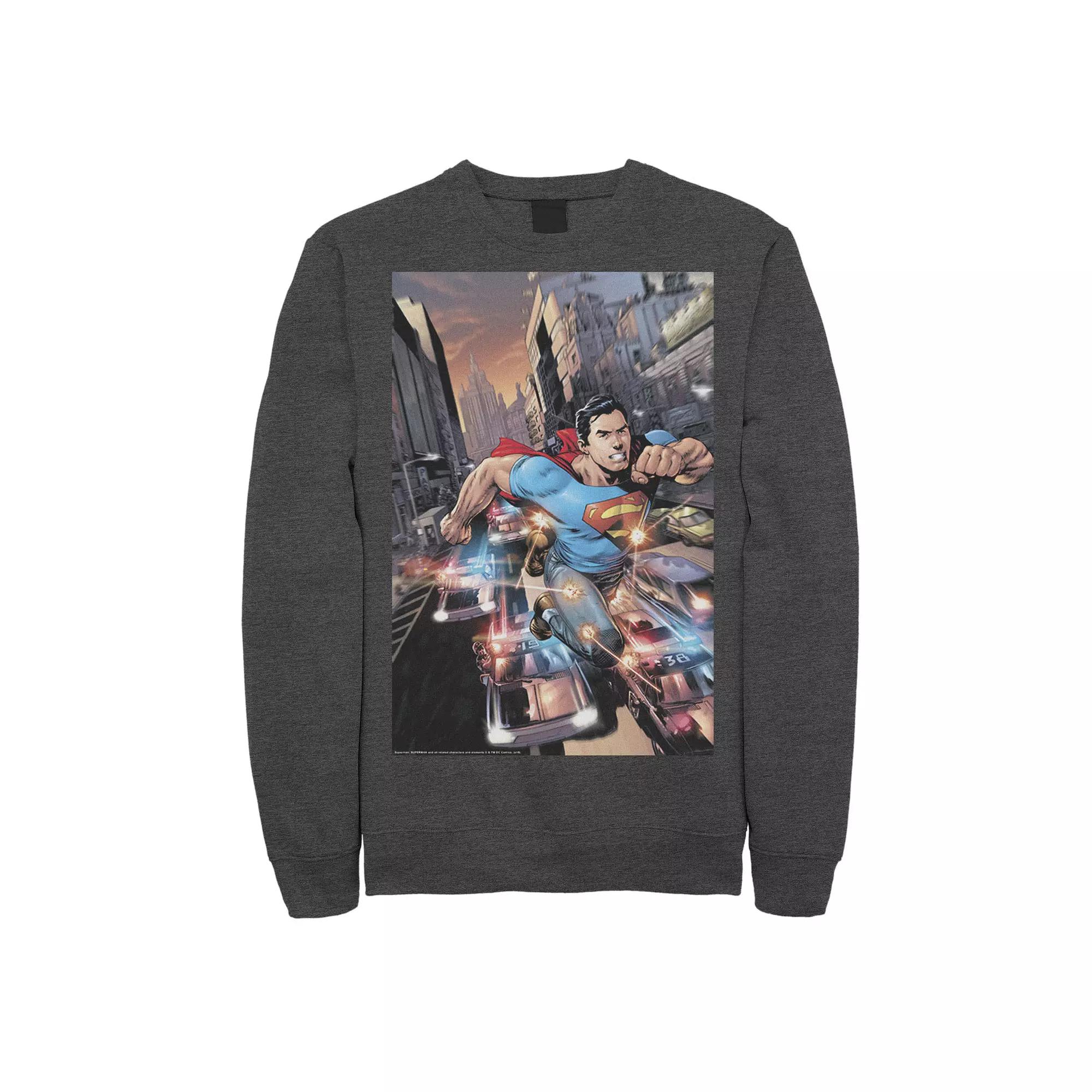 Men's DC Comics Superman Flashing Lights Poster Sweatshirt,  Product Image
