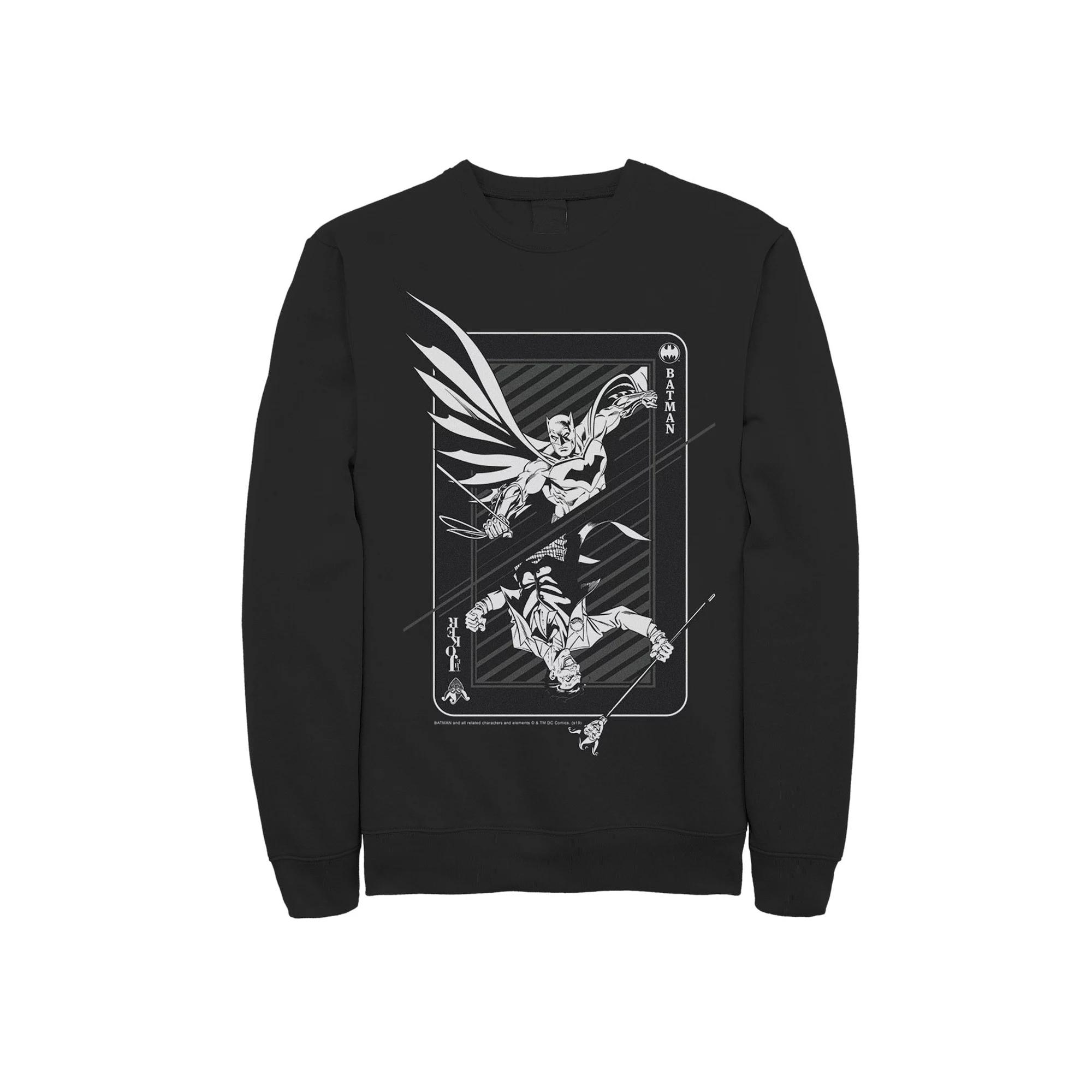 Men's DC Comics Batman And Joker Card Poster Sweatshirt,  Product Image