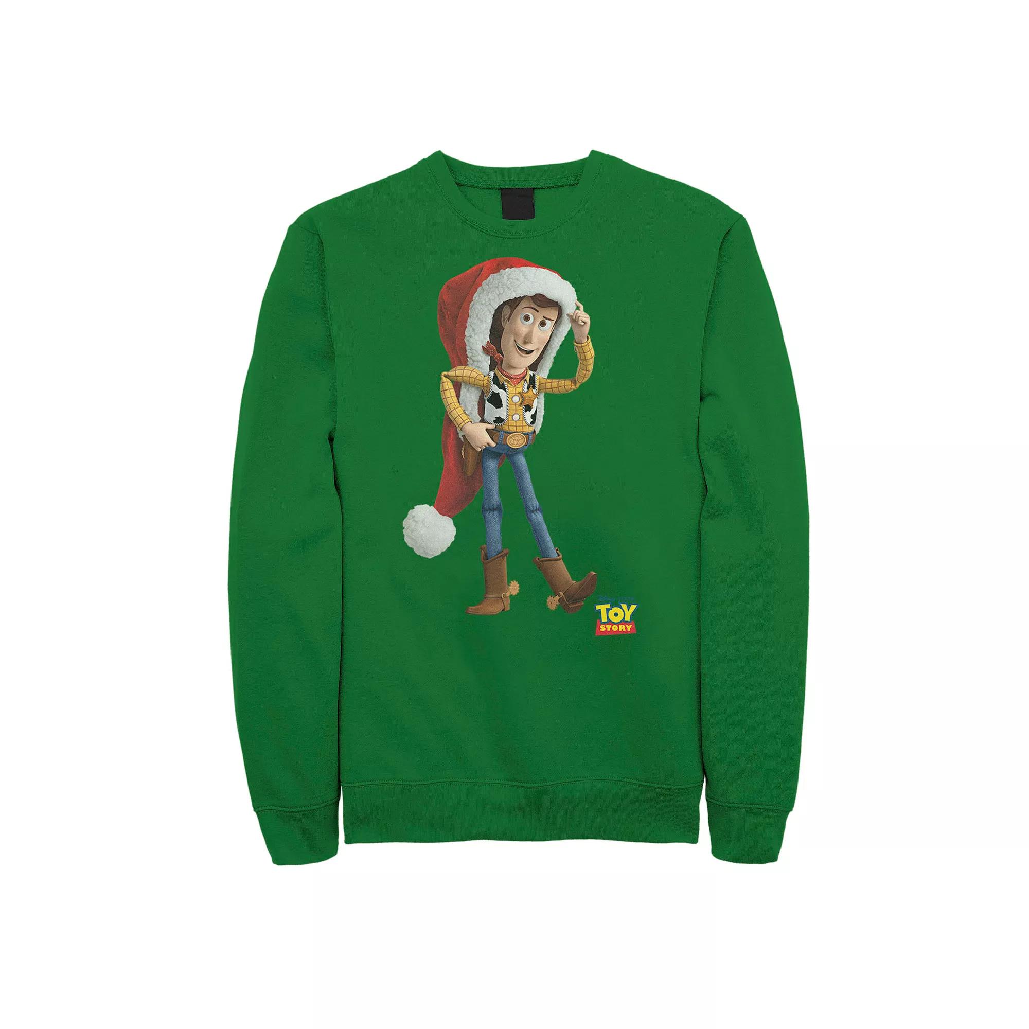 Men's Disney / Pixar Toy Story Woody Santa Hat Sweatshirt, Size: XL, Kelly Product Image