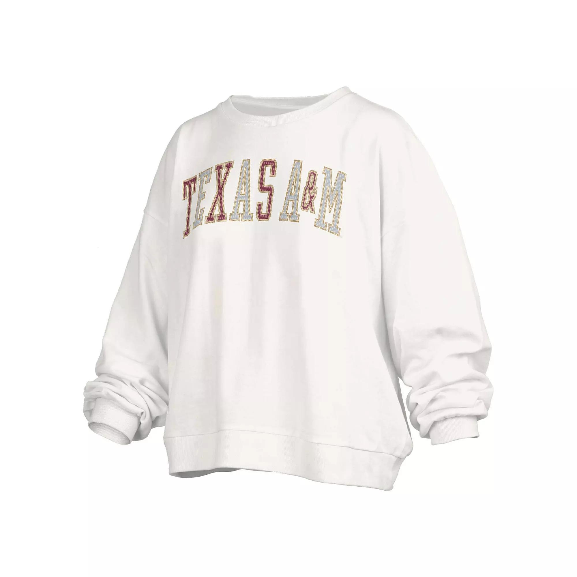 Women's Pressbox White Texas A&M Aggies Janise Waist Length Oversized Pullover Sweatshirt, Size: 2XL Product Image
