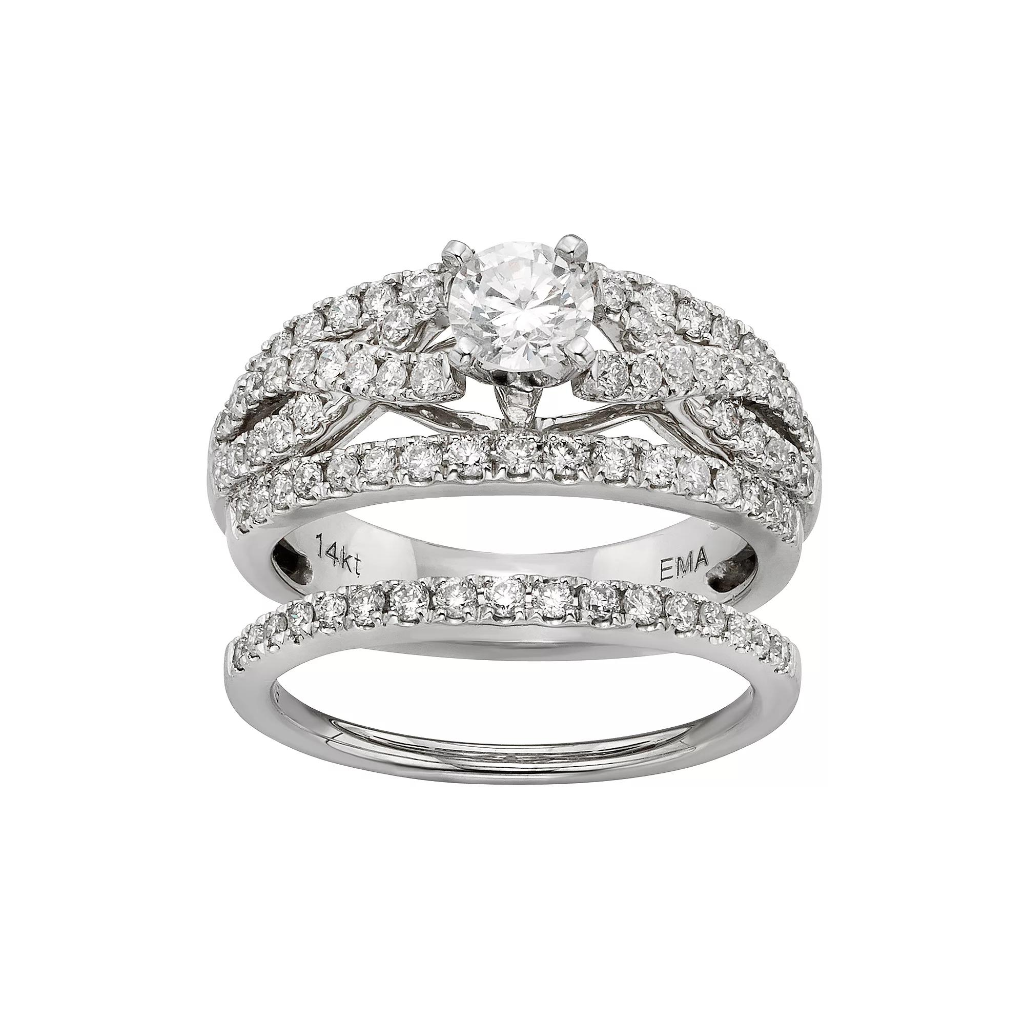 The Regal Collection IGL Certified Diamond Crisscross Engagement Ring Set in 14k White Gold (1 Carat T.W.), Women's, Size: 6 Product Image