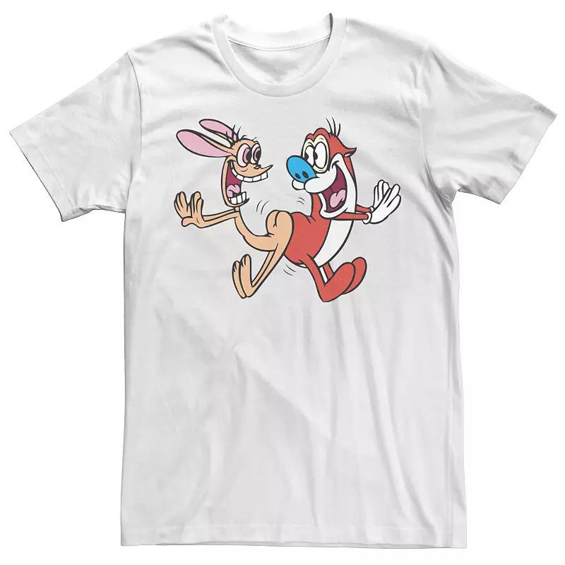 Men's Ren & Stimpy Jumping For Joy Portrait Tee, Size: Small, White Product Image