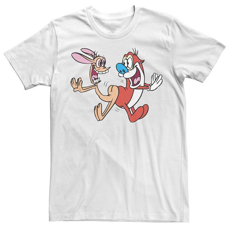 Men's Ren & Stimpy Jumping For Joy Portrait Tee, Size: Small, White Product Image
