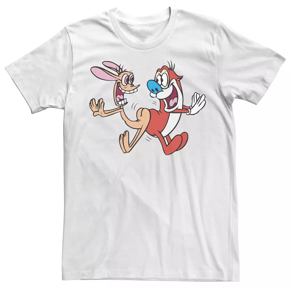 Men's Ren & Stimpy Jumping For Joy Portrait Tee, Size: Small, White Product Image
