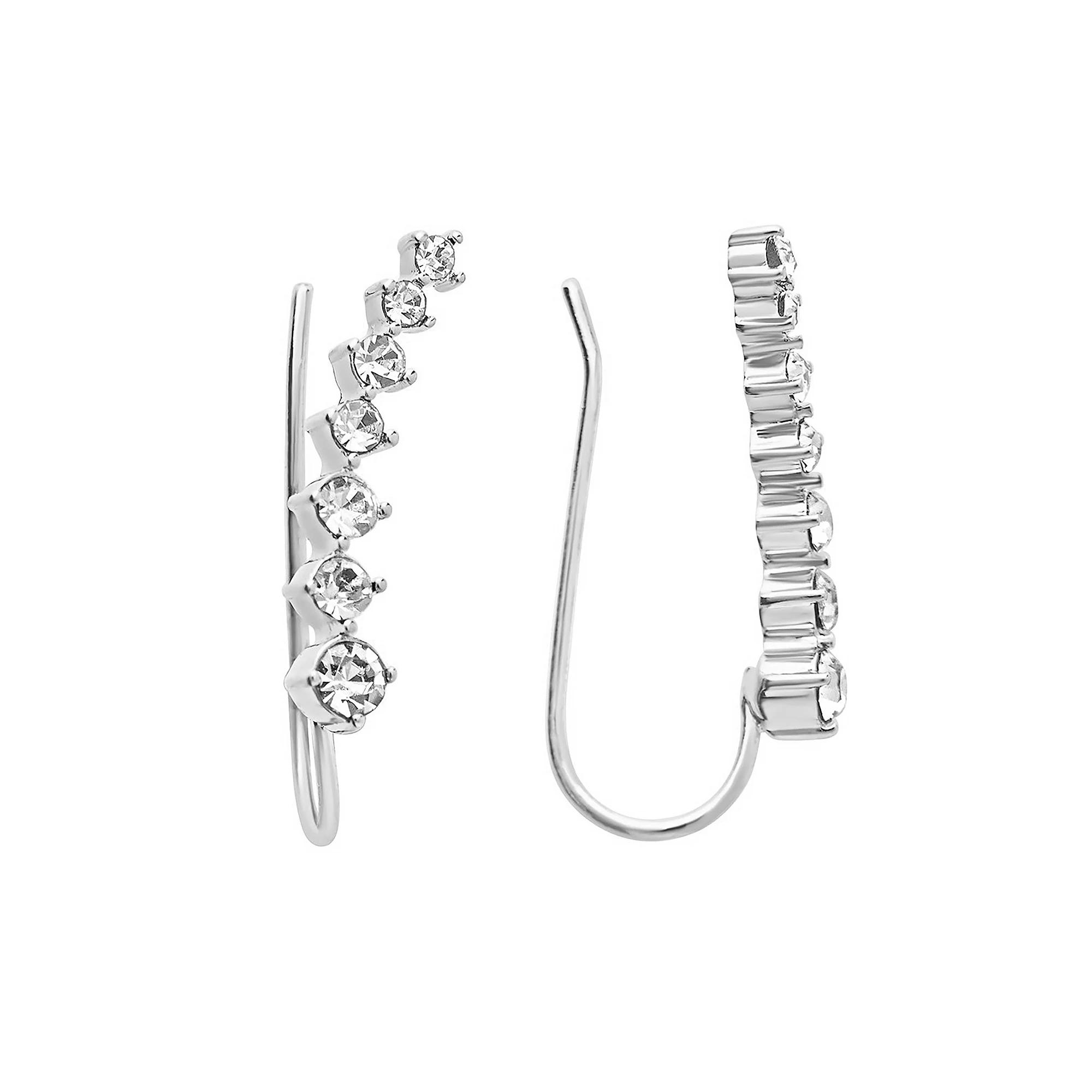 MC Collective Graduated CZ Crawler Earrings, Women's, Silver Tone Product Image