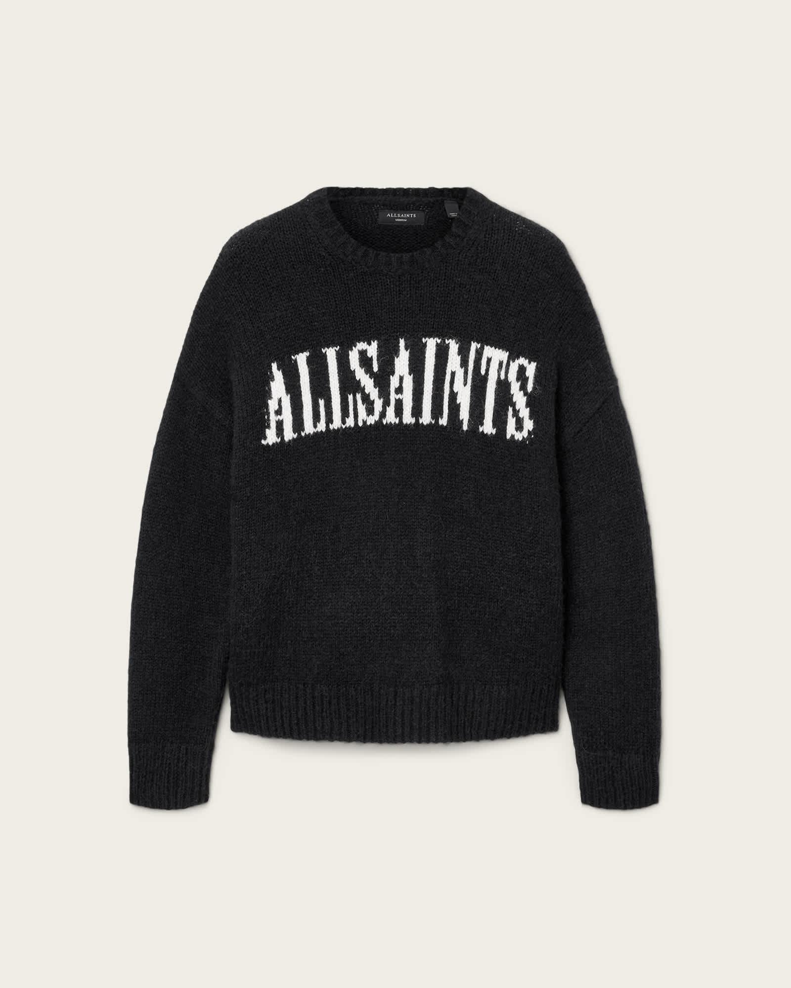Stokes Oversized Boxy Sweater BLACK/ECRU WHITE | ALLSAINTS US Product Image