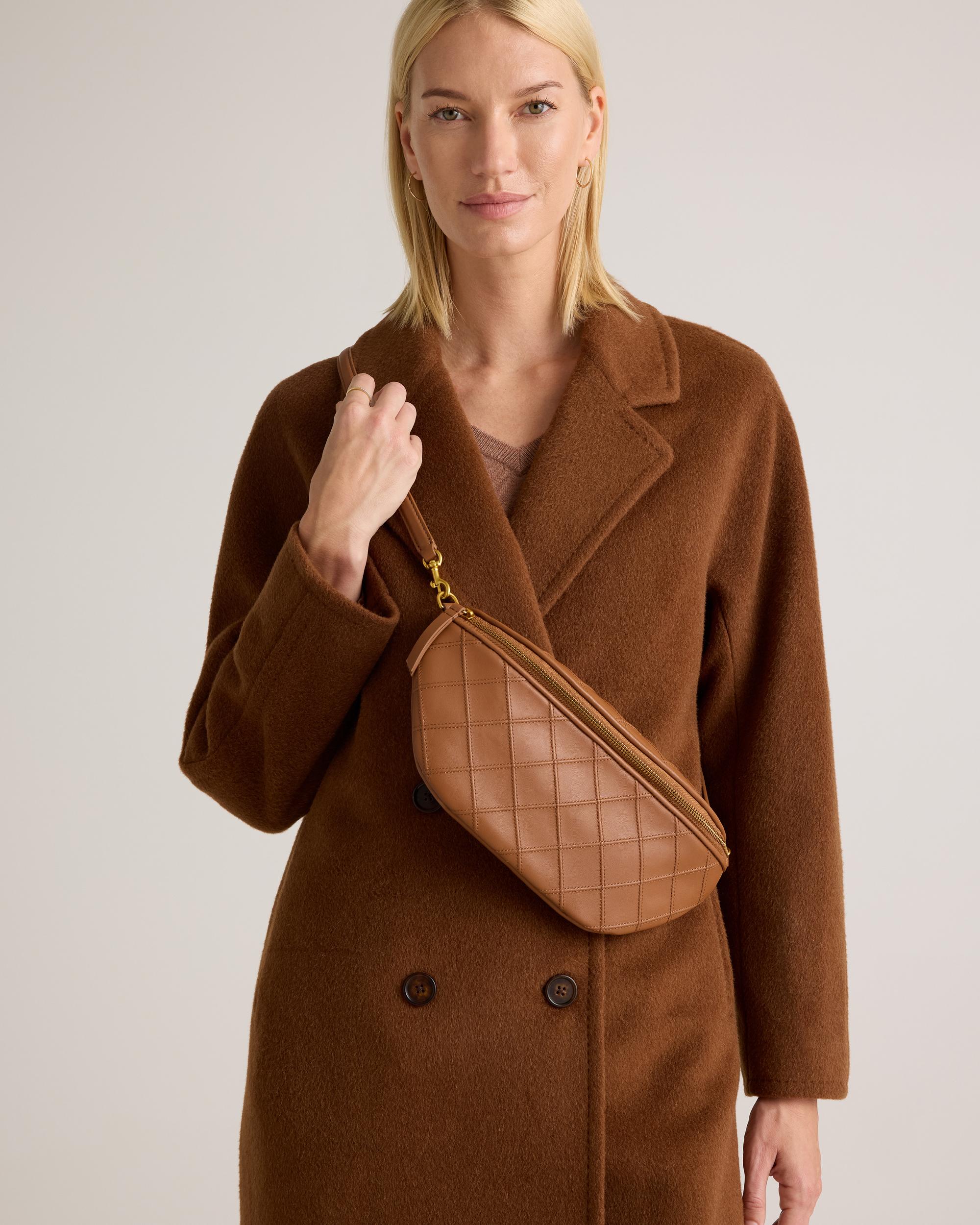 Quince | Women's Italian Leather Diamond Stitch Sling Product Image