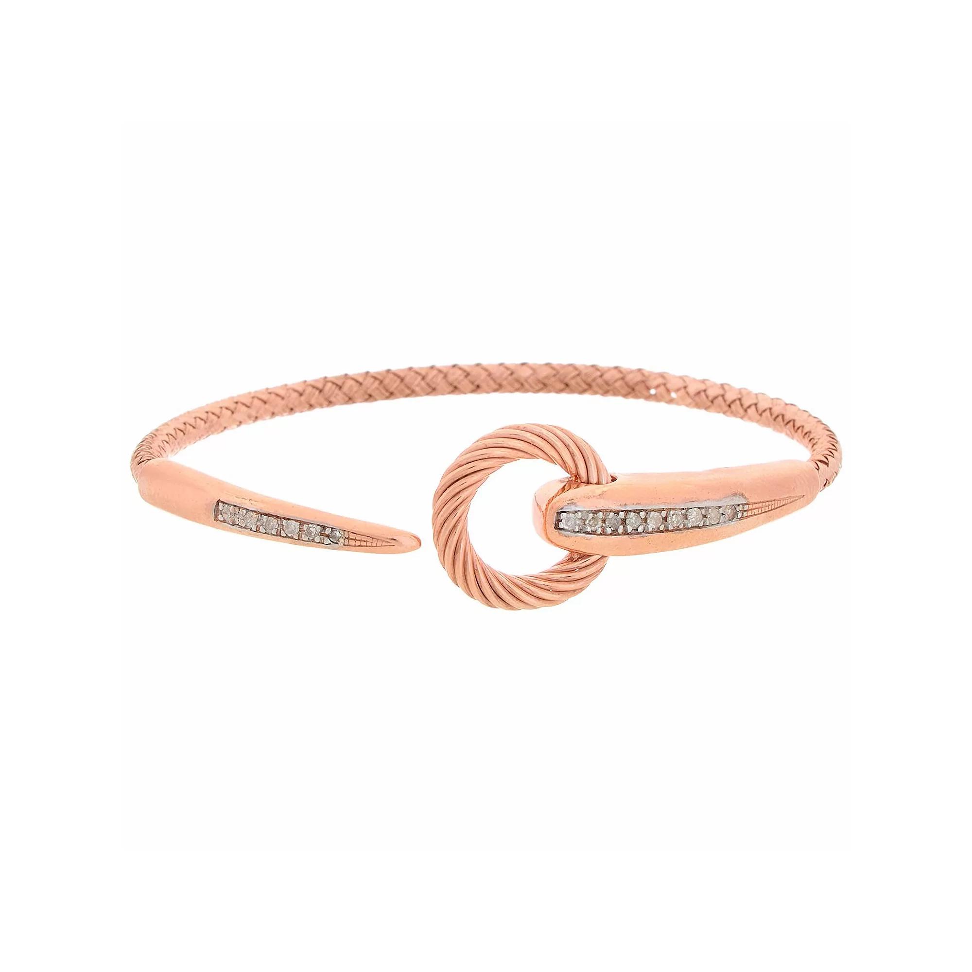 Meshmerise 1/8 Carat T.W. Diamond Rope Cuff Bracelet, Women's, Size: 7", Pink Tone Product Image