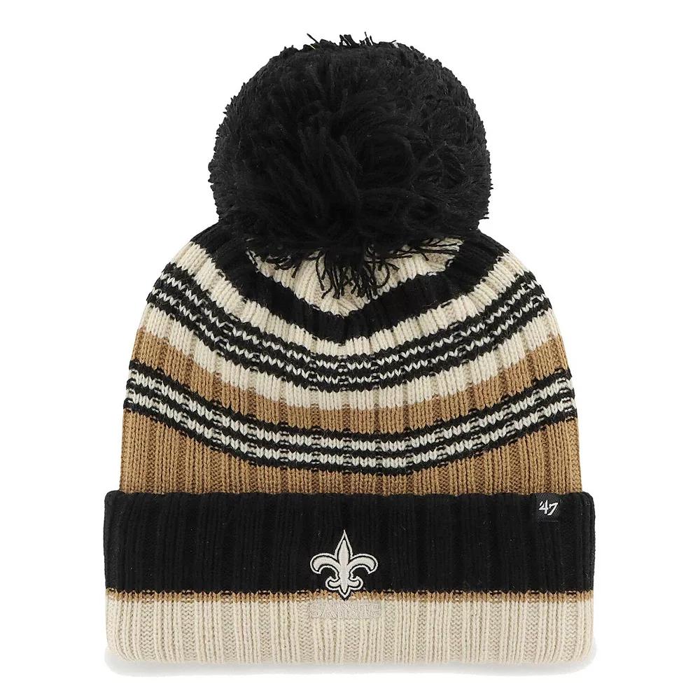 Women's '47 Natural New Orleans Saints Barista Cuffed Knit Hat with Pom, Beige Product Image