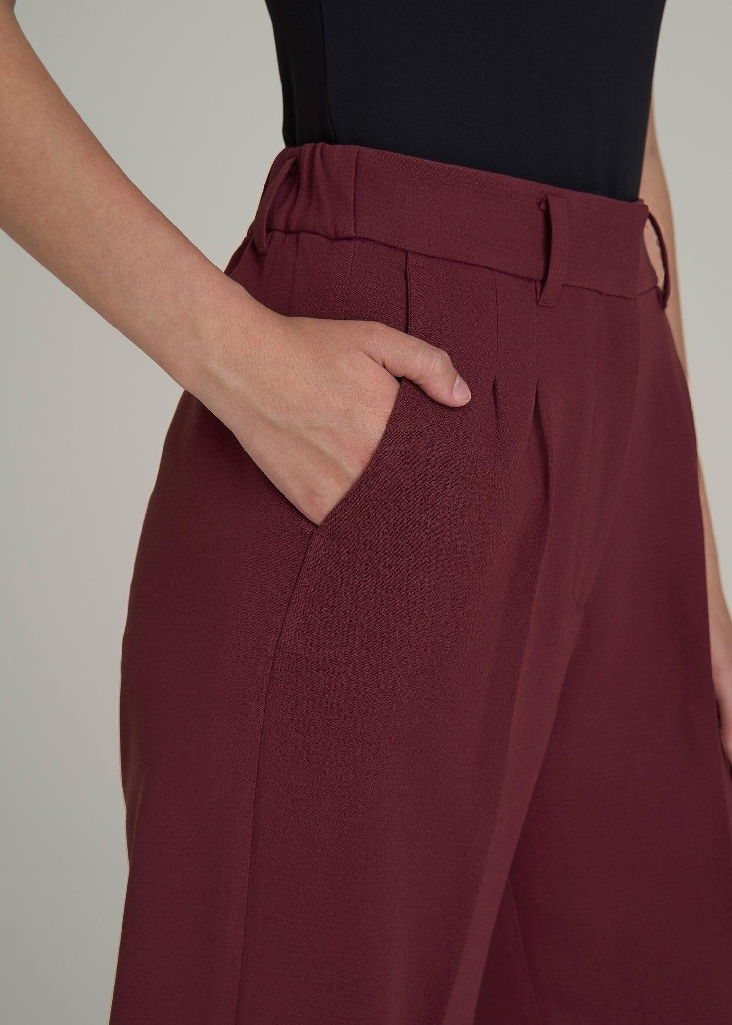 Wide Leg Pleated Dress Pants 2.0 for Tall Women in Tawny Port Female Product Image