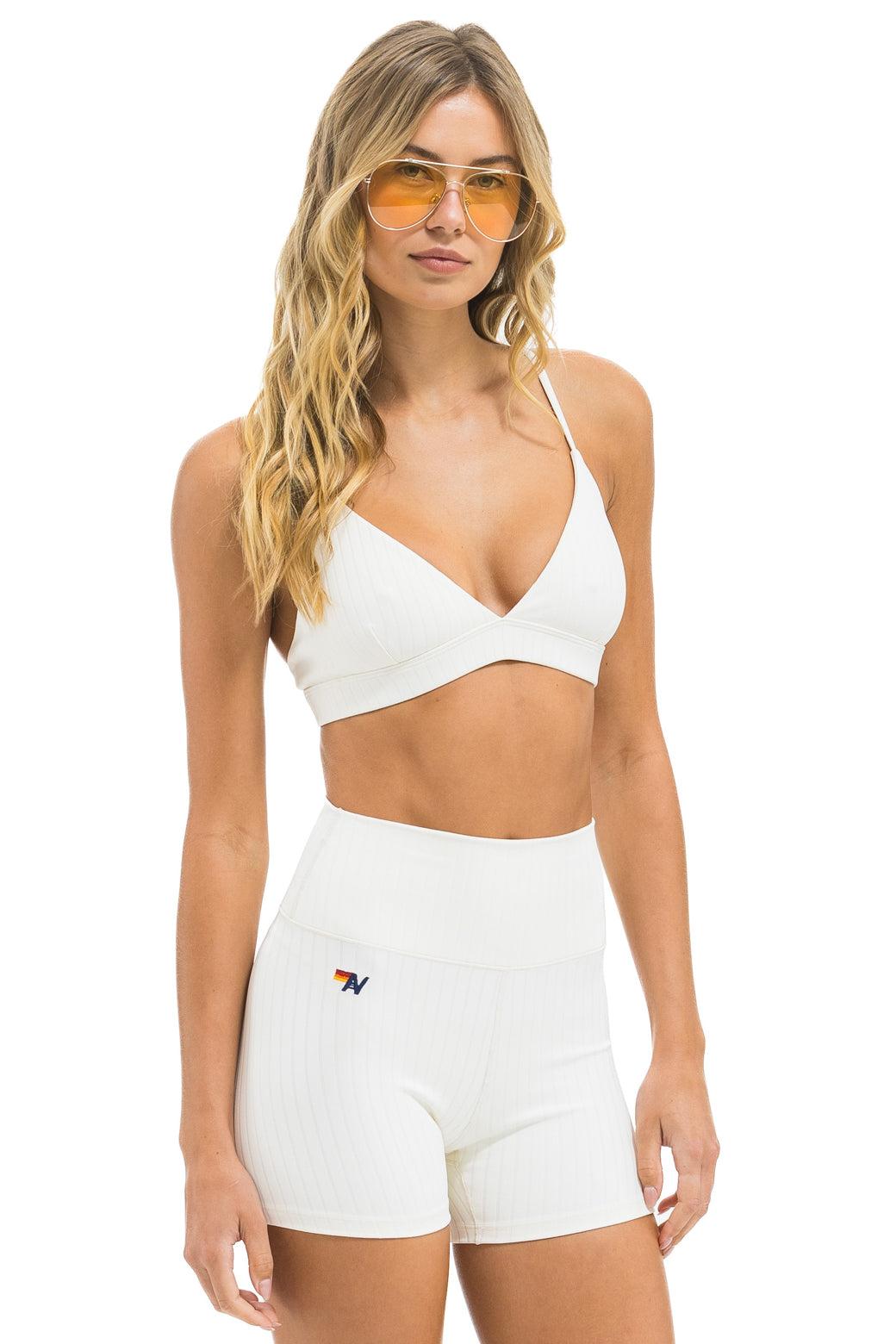 WIDE RIB 4IN HI-RISE BIKER SHORT - VINTAGE WHITE Female Product Image