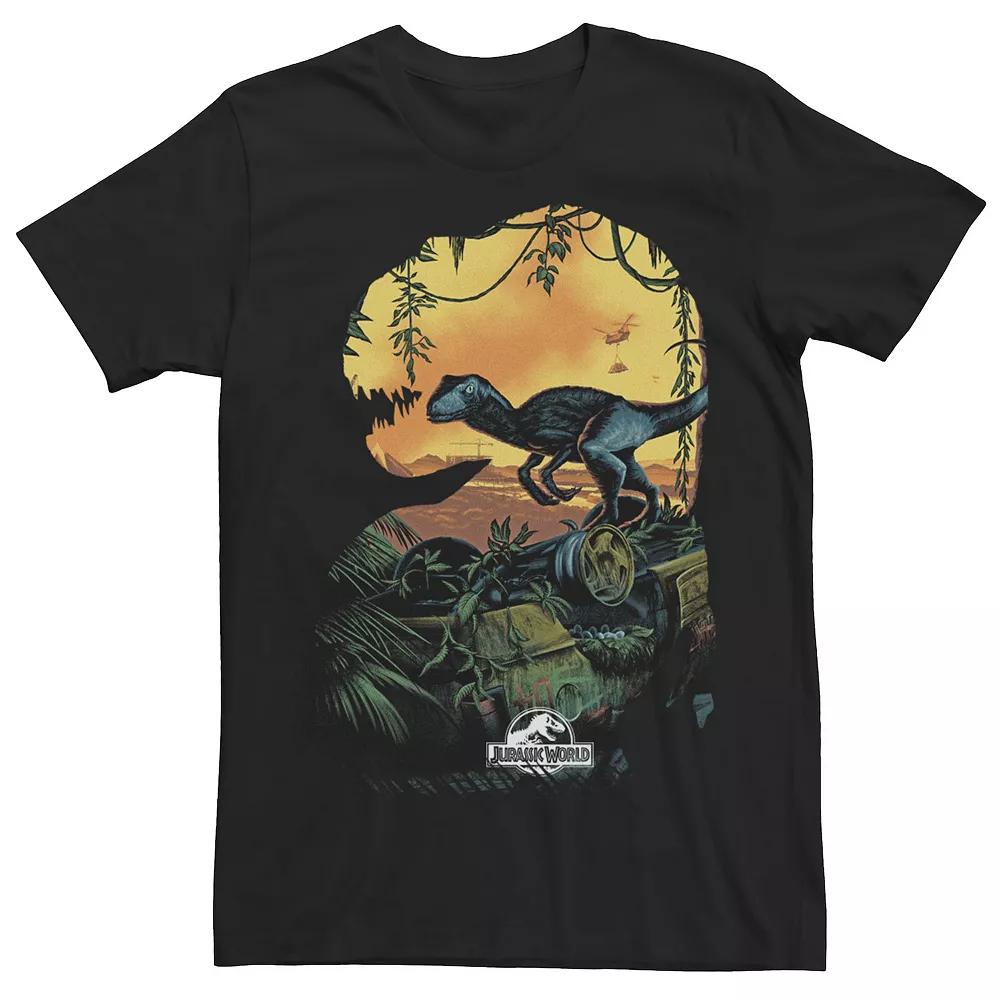 Men's Jurassic World Raptor T-Rex Silhouette Tee, Size: XXL, Black Product Image