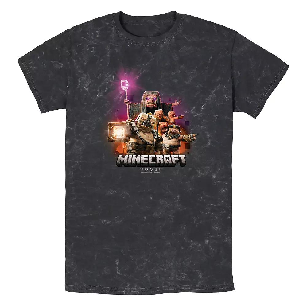 Men's Minecraft Movie Piglings Attack Mineral Wash Graphic Tee,  Product Image