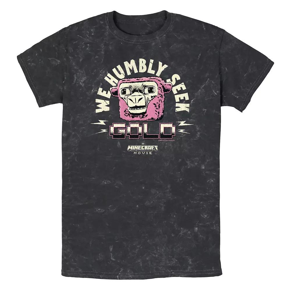 Men's Minecraft Movie We Humbly Seek Gold Mineral Wash Graphic Tee,  Product Image