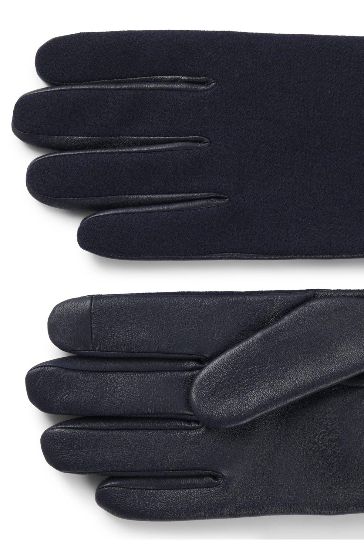 Mixed-material gloves with leather palm and full lining Product Image