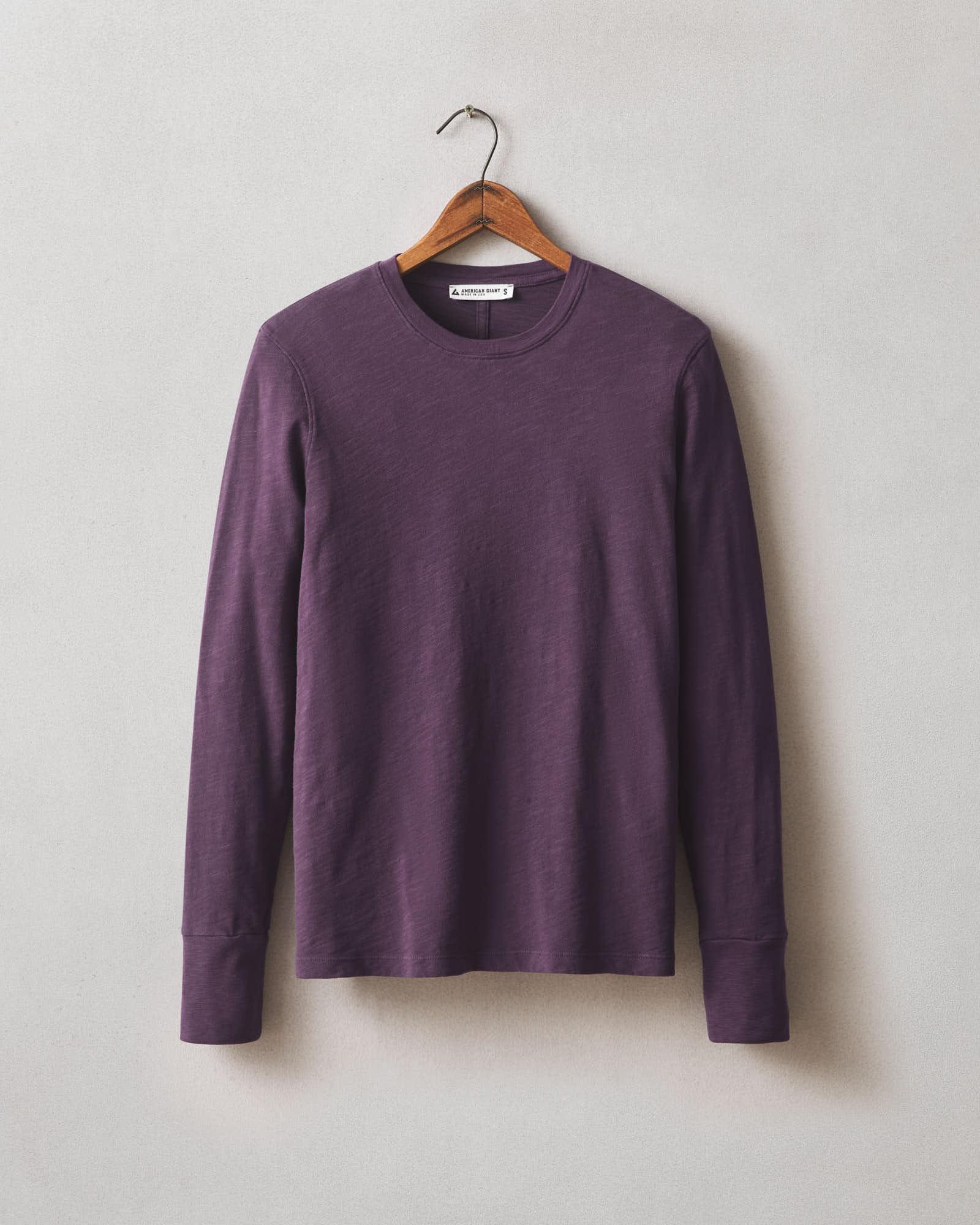 Women's Premium Slub Crew Long Sleeve Tee - Grapeseed Product Image