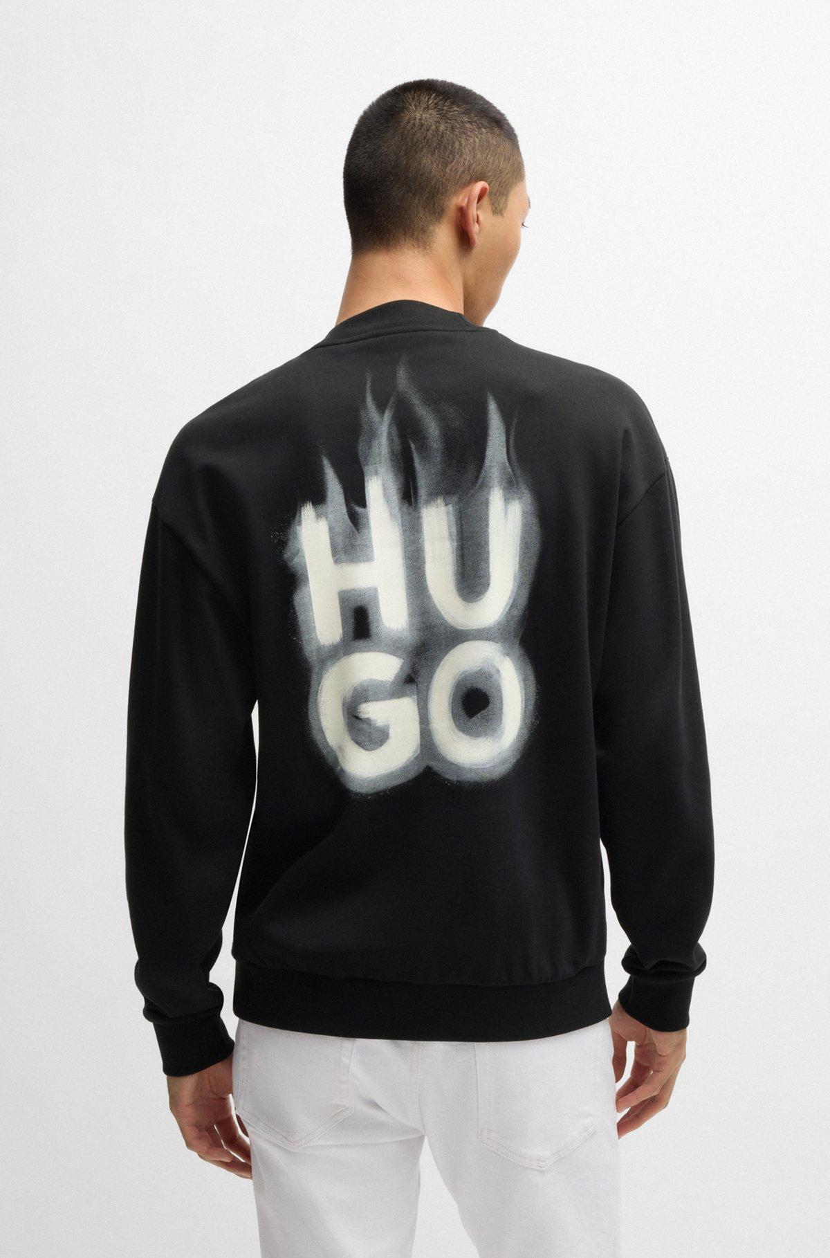 Cotton-terry sweatshirt with stacked smoke logo prints Product Image