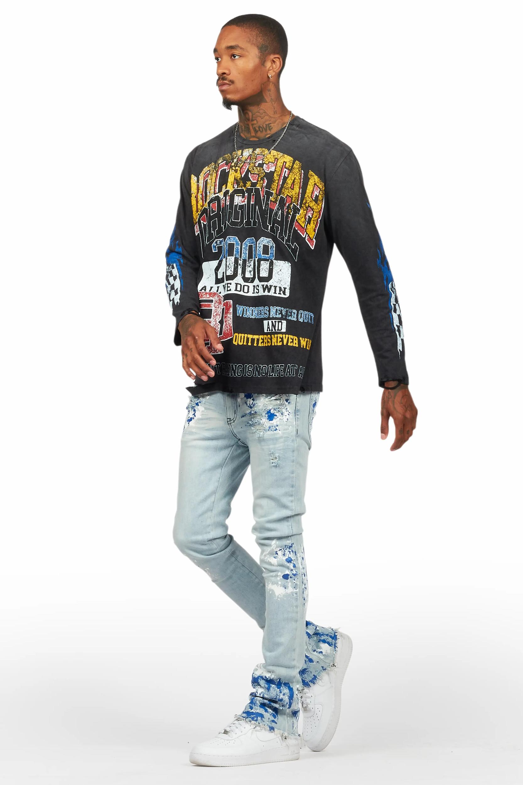 Kodak Blue Painter Stacked Flare Jean Male Product Image