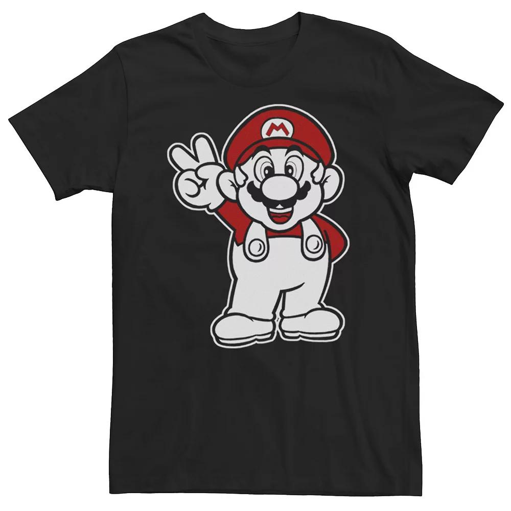 Big & Tall Nintendo Super Mario Red And White Peace Sign Fleece Tee, Men's,  Product Image