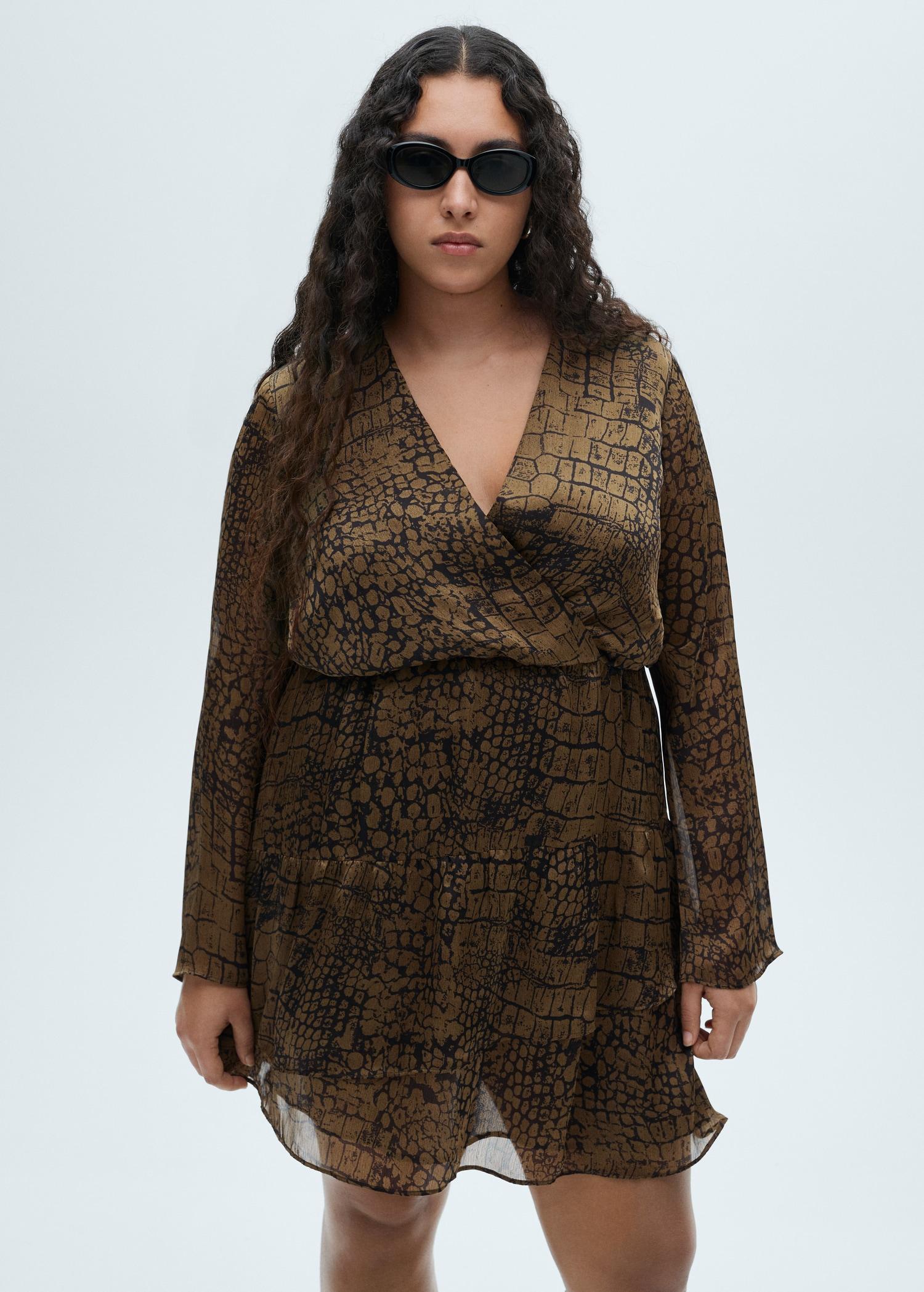 Animal print ruffle dress - Women | MANGO USA Product Image