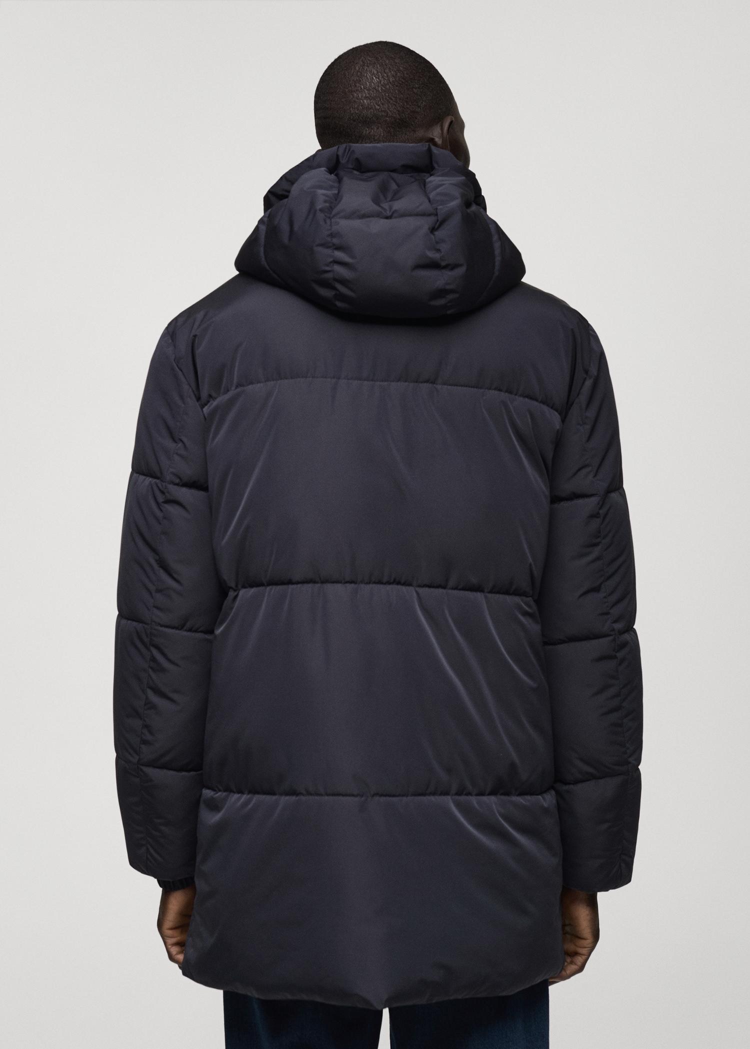 Water-repellent hooded quilted anorak - Men | MANGO USA Product Image