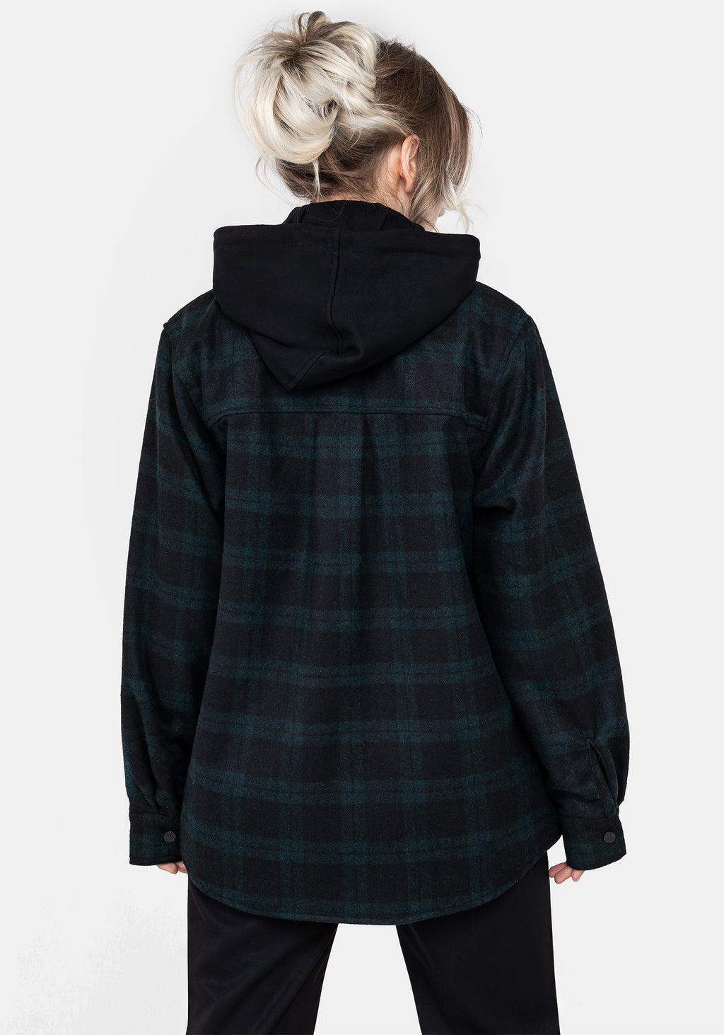 Trellis Hooded Pocket Wool Blend Check Shacket Product Image