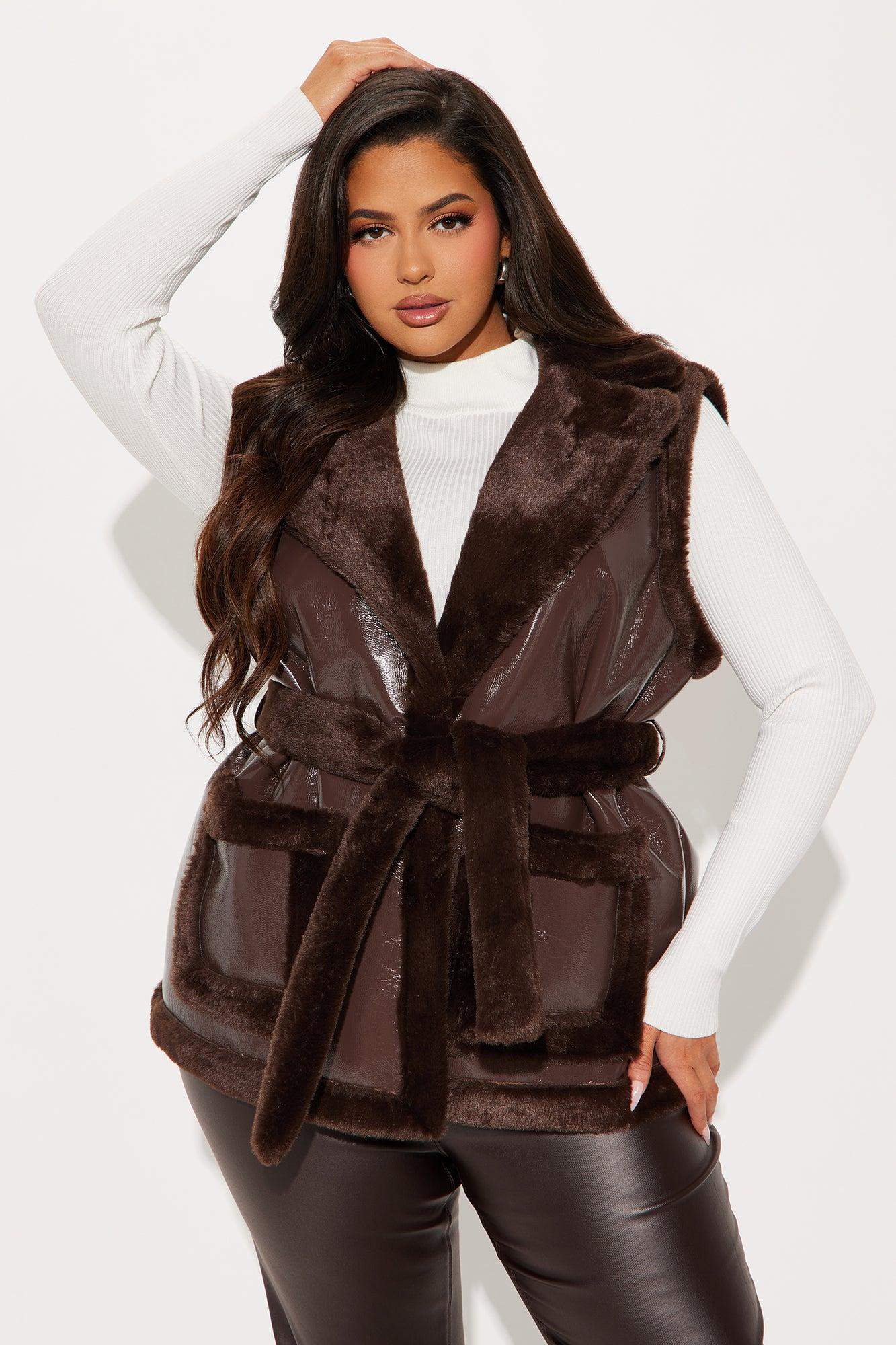 Rule Breaker Shearling Vest - Chocolate Female Product Image