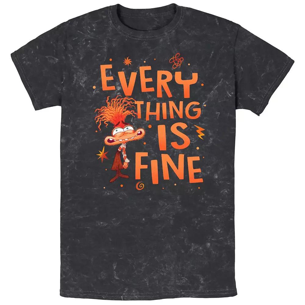 Men's Inside Out 2 Anxiety Everything is Fine Mineral Wash Graphic Tee,  Product Image