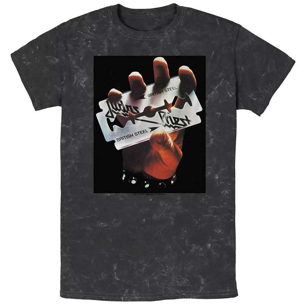 Men's Judas Priest British Steel Mineral Wash Graphic Tee, Size: Large, Black Product Image