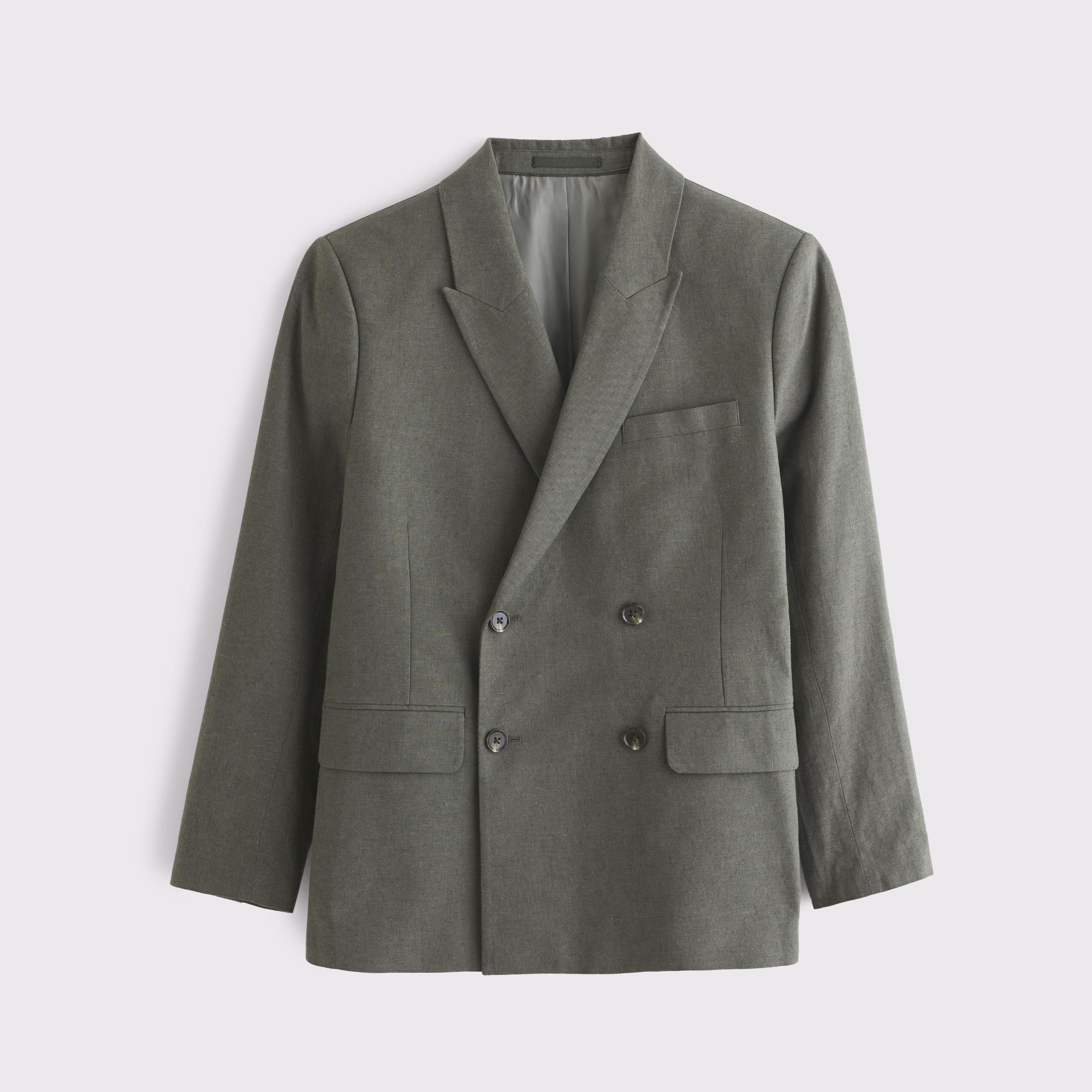 The A&F Collins Double-Breasted Cotton-Texture Blazer Product Image