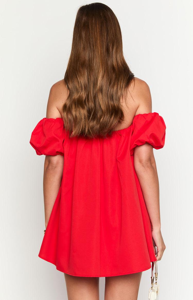 Jozette Red Off The Shoulder Mini Dress Product Image