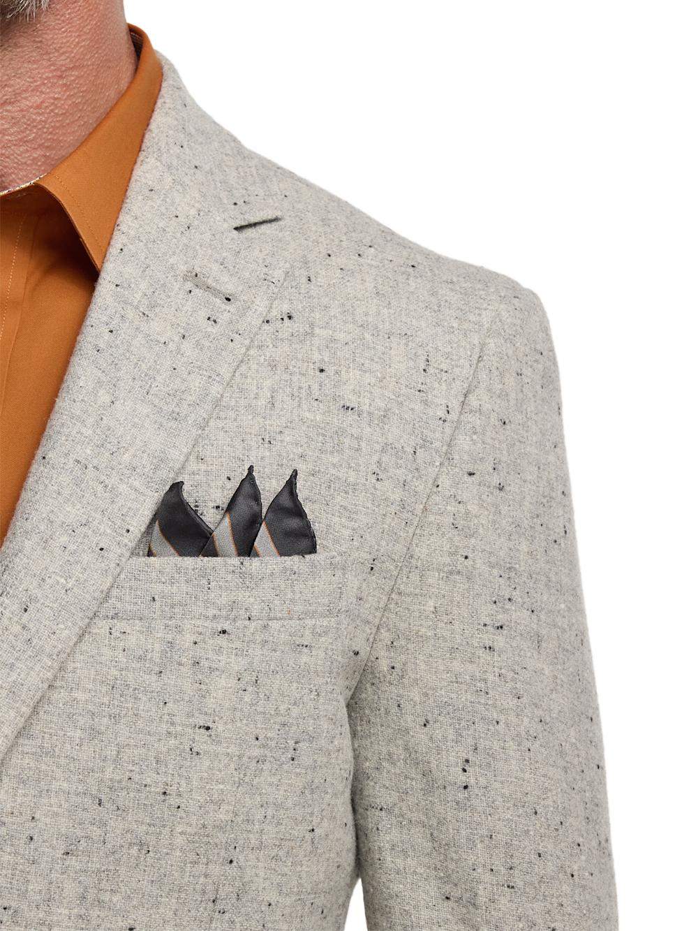 Wool Donegal Single Breasted Notch Lapel Sport Coat - Grey Product Image