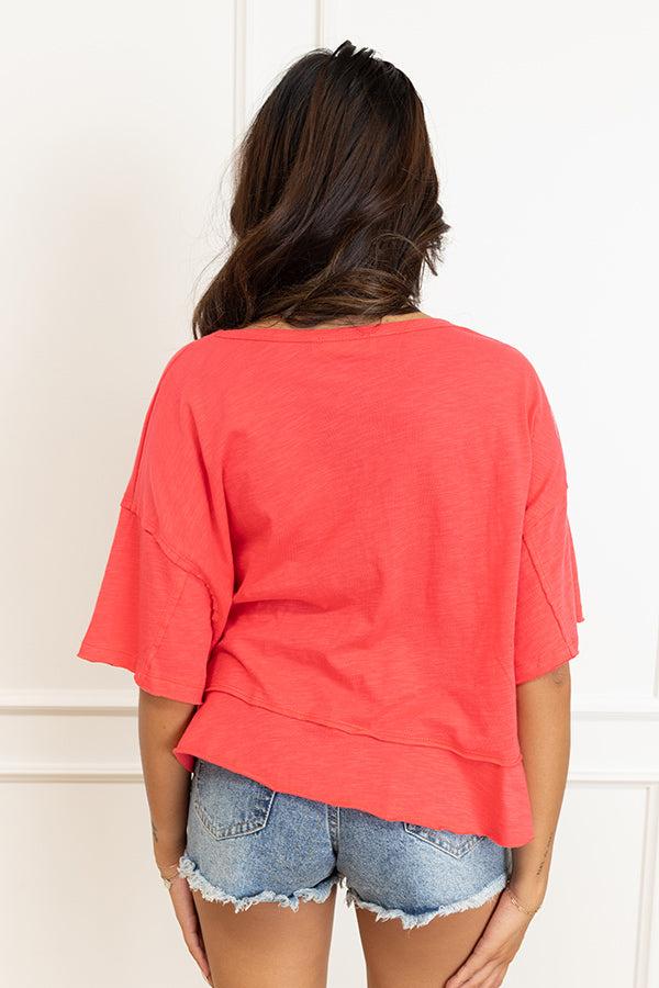 Simple Sway Oversized Crop Tee In Cherry Red Product Image