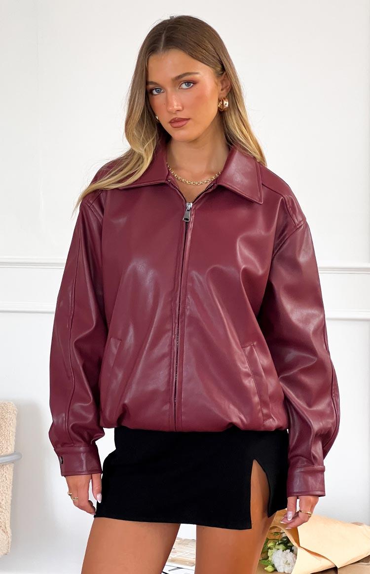 Abbi PU Red Bomber Jacket Girls Product Image