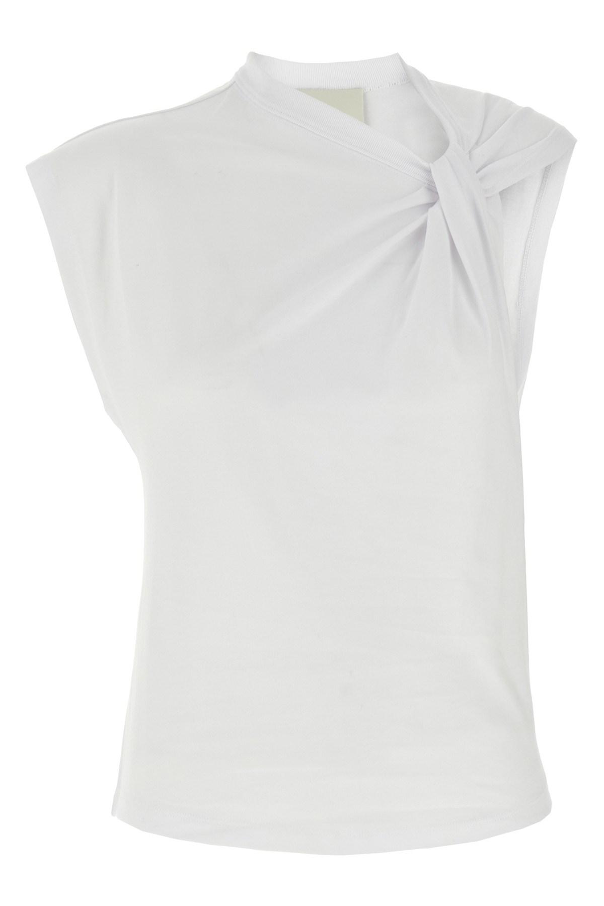 ISABEL MARANT Cap Sleeves Knot-detail Cotton Top In White Product Image