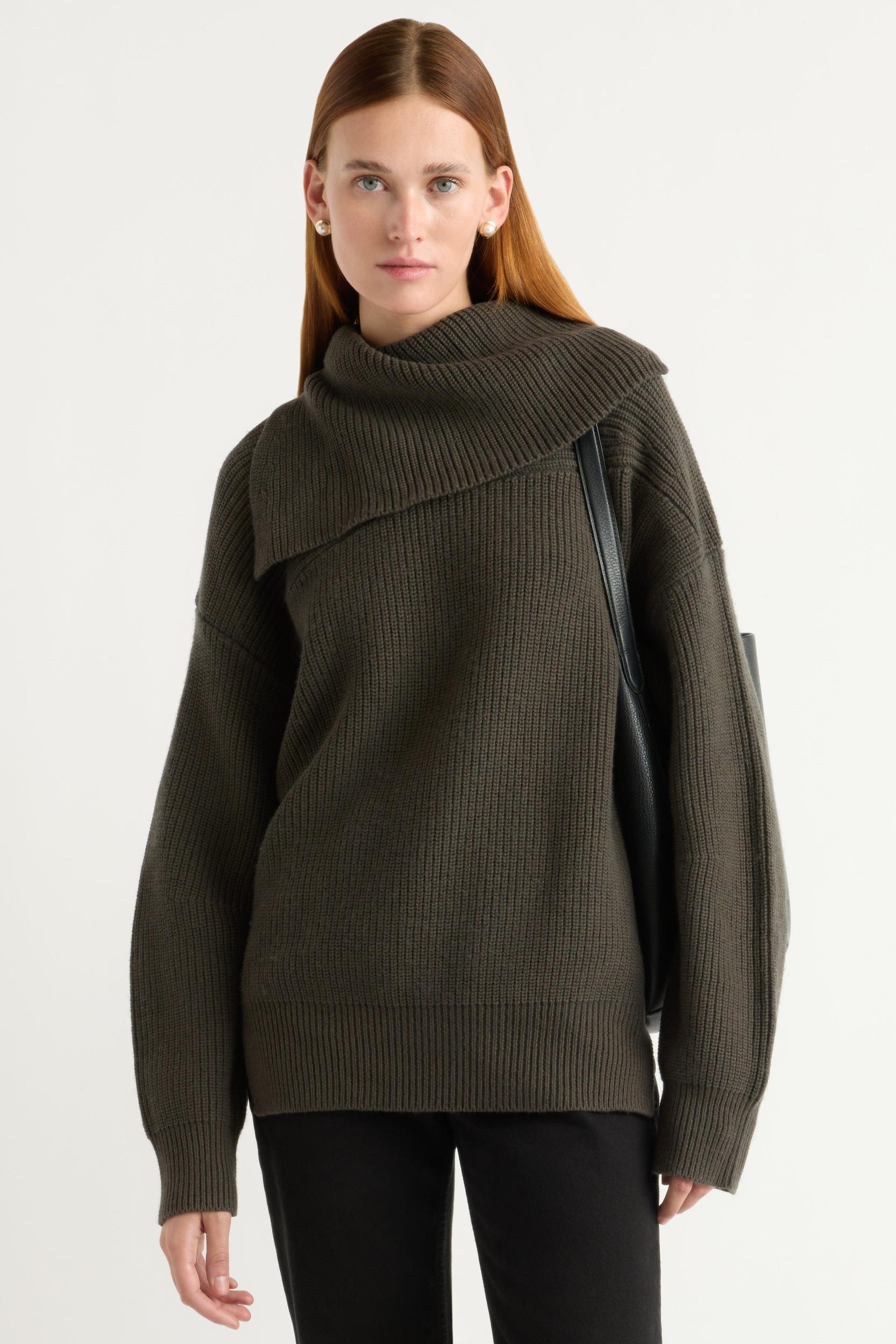 Ezra Organic Cotton-Wool Foldover-Collar Sweater Product Image