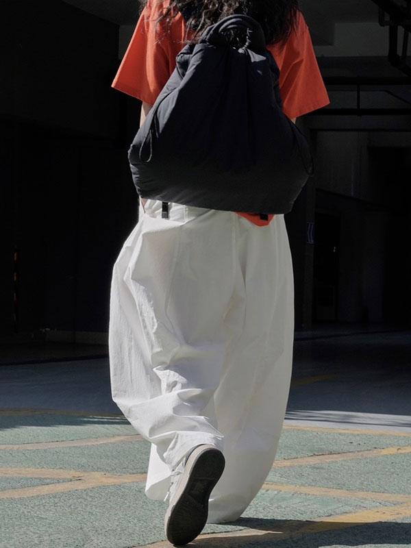 Loose Wide Leg Solid Color Split-Joint Casual Pants Bottoms Trousers Product Image