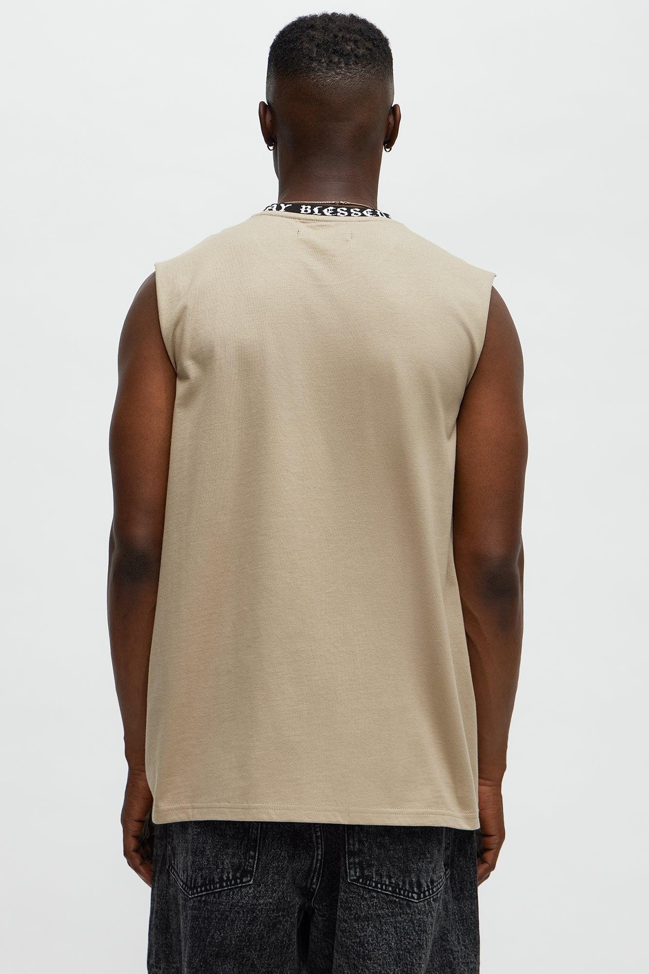 Muscle Stay Blessed Tank - Stone Male Product Image