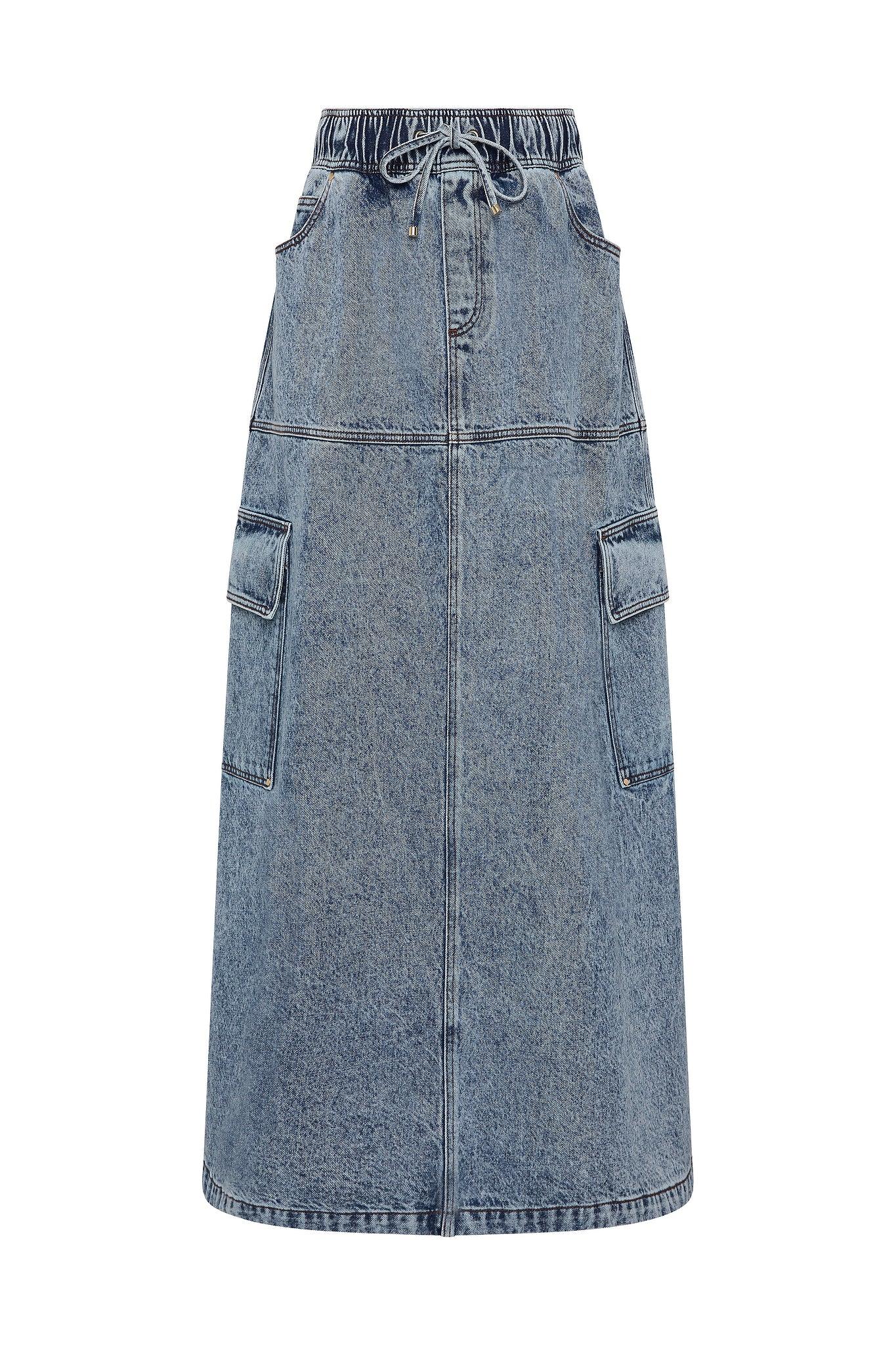 Blues Denim Maxi Skirt Product Image