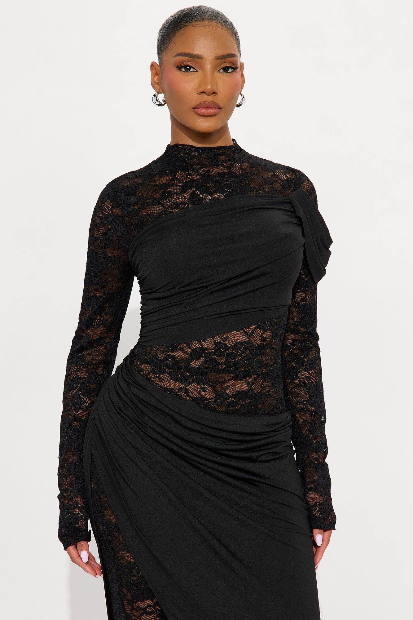Claudette Lace Long Sleeve Jumpsuit - Black Female Product Image