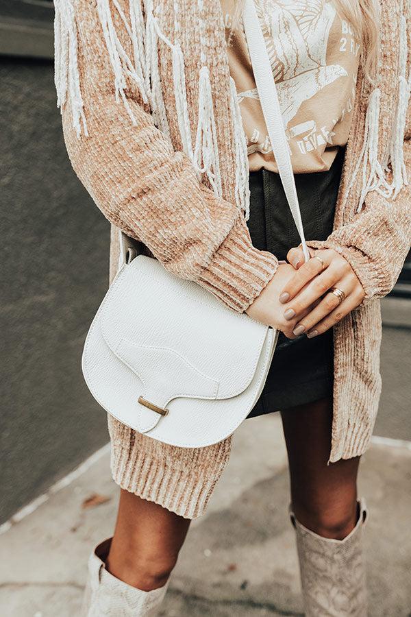 Stating Facts Faux Leather Crossbody In Ivory Product Image